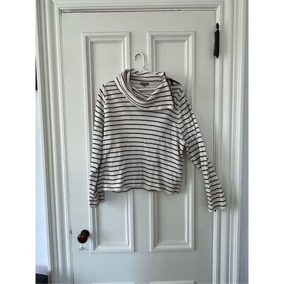 Lilla P cream and black striped cowl neck long sleeve thermal - Picture 1 of 7